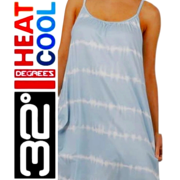 32 Degrees Tahoe Blue Cool Flowy Mini Bra Dress Adj Straps Stretchy NWT Sz XL - Picture 1 of 12